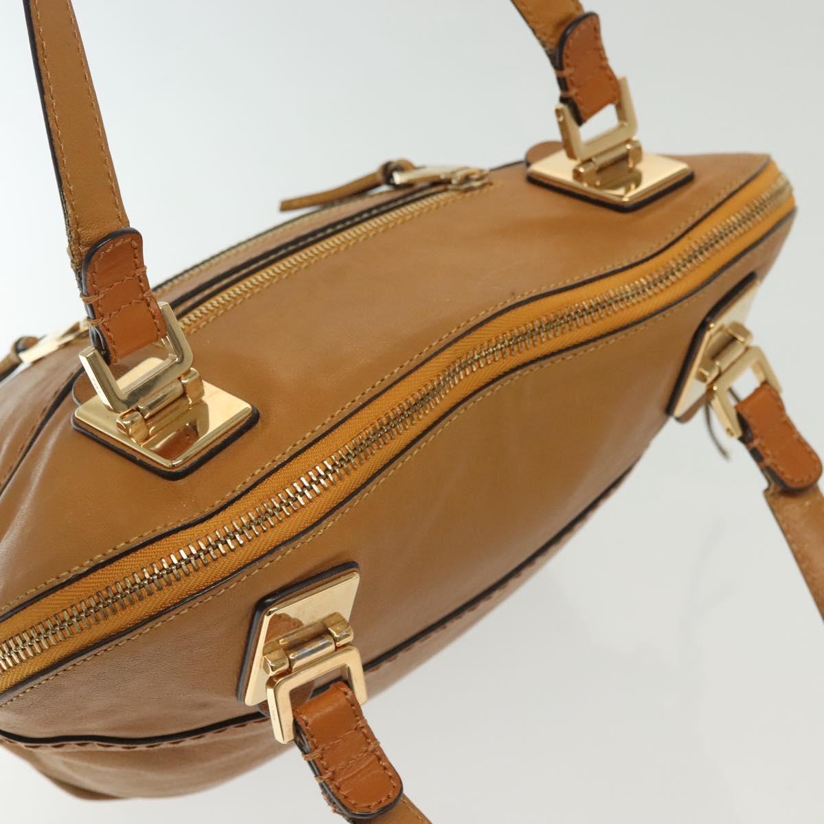 Chloe Tote Bag Leather 2way Beige Gold Auth BA4868
