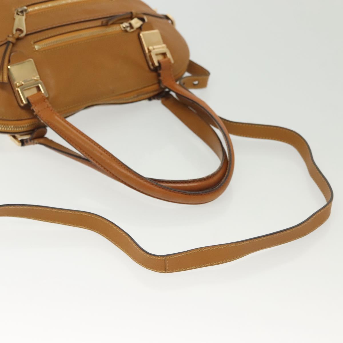 Chloe Tote Bag Leather 2way Beige Gold Auth BA4868