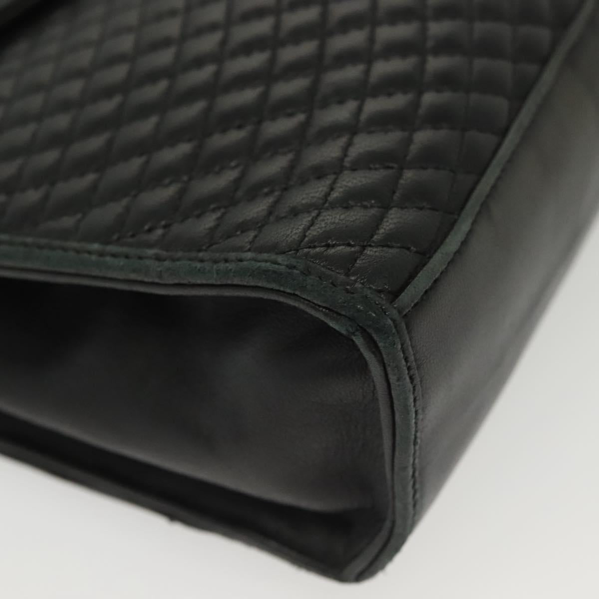 BALLY Hand Bag Leather Black Gold Auth BA4872