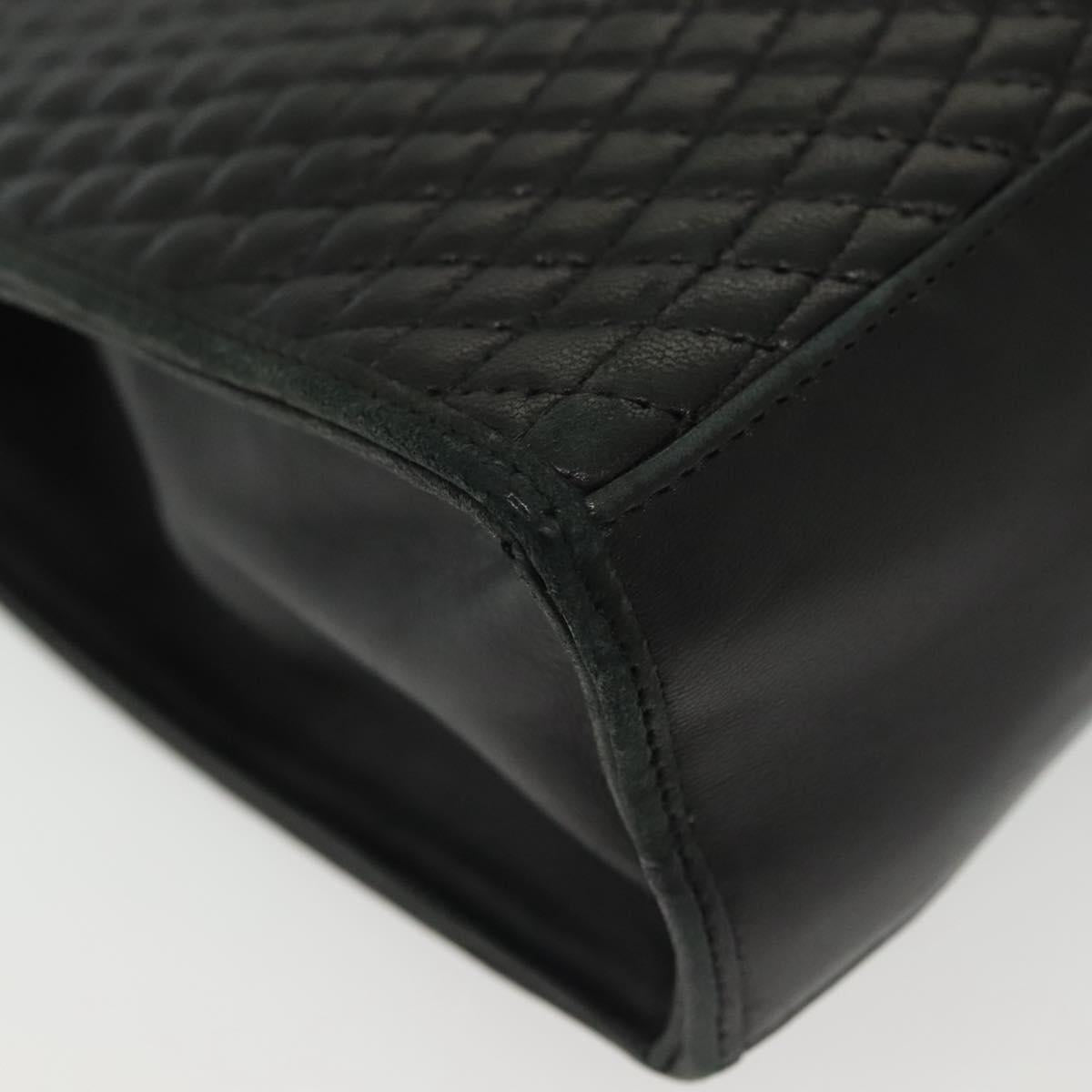 BALLY Hand Bag Leather Black Gold Auth BA4872