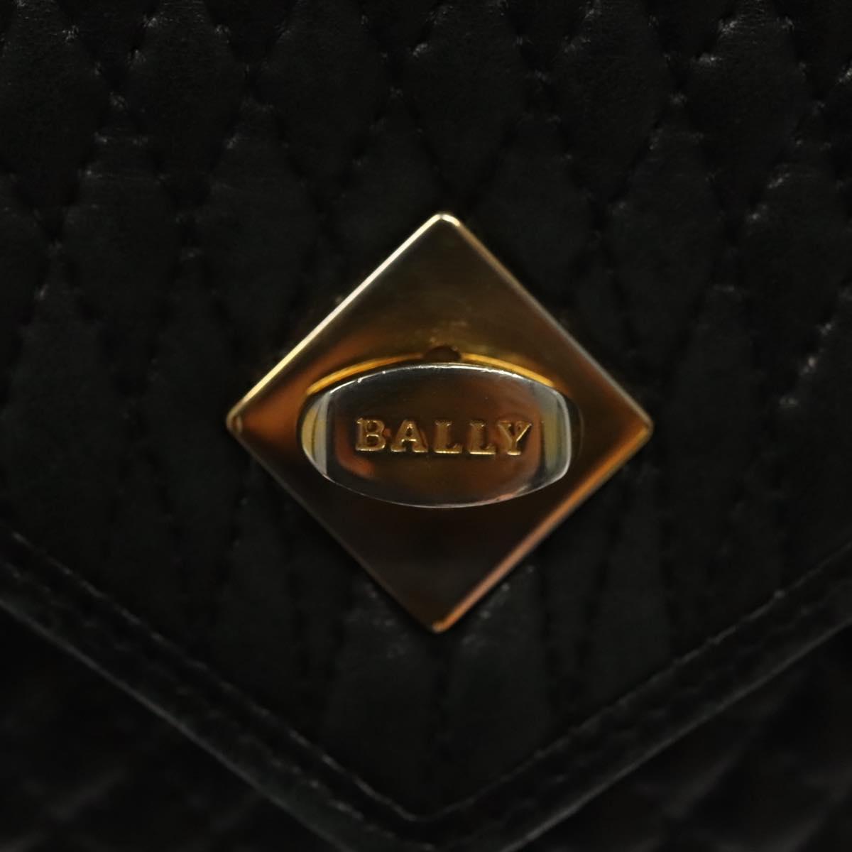 BALLY Hand Bag Leather Black Gold Auth BA4872