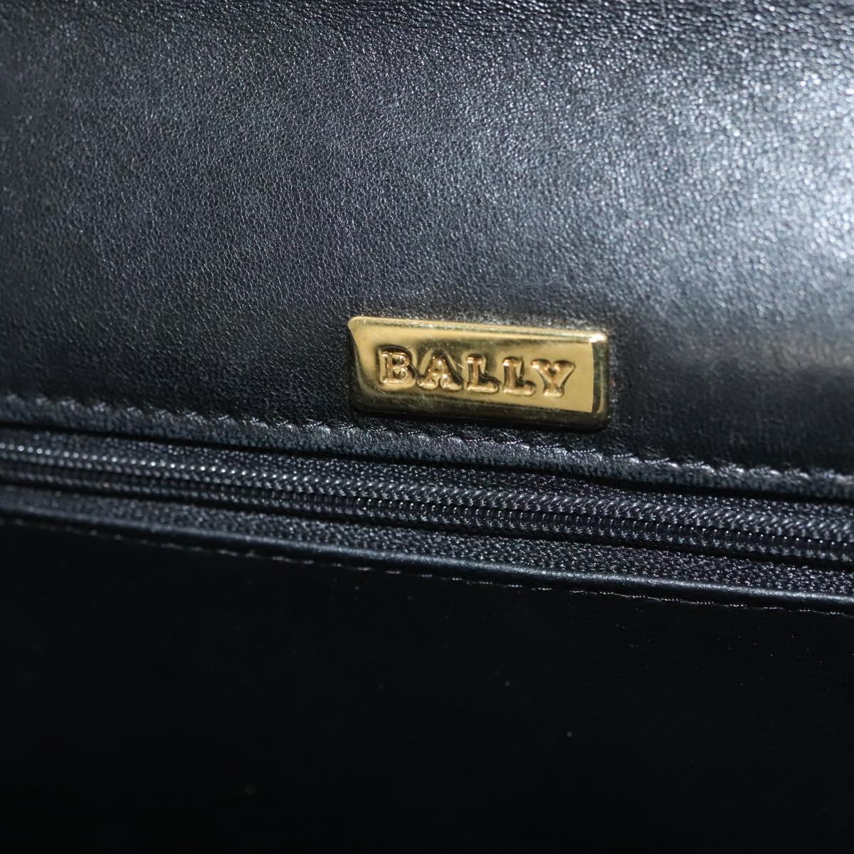 BALLY Hand Bag Leather Black Gold Auth BA4872