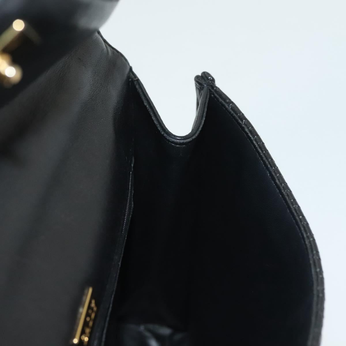 BALLY Hand Bag Leather Black Gold Auth BA4872