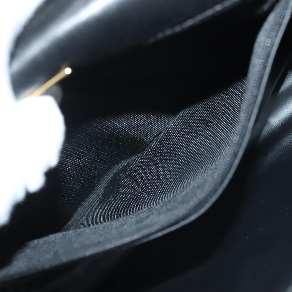 BALLY Hand Bag Leather Black Gold Auth BA4872