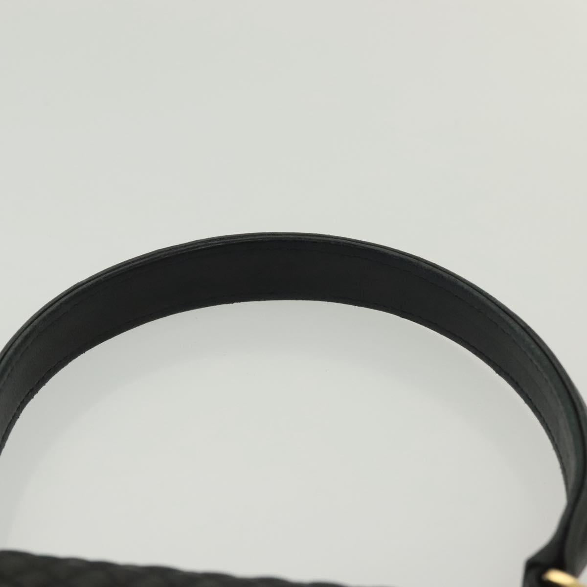BALLY Hand Bag Leather Black Gold Auth BA4872