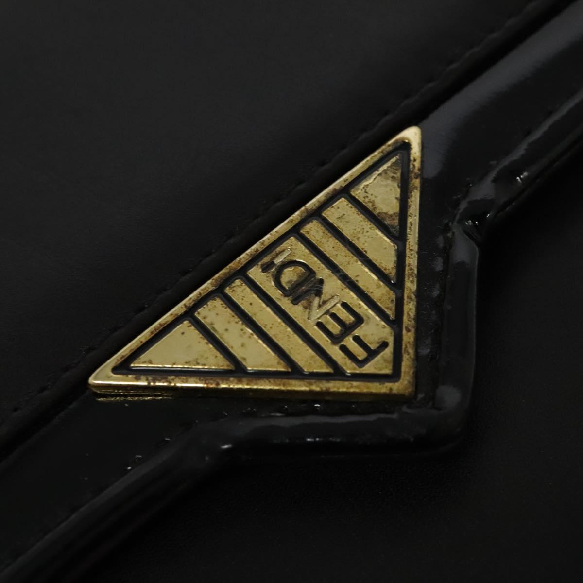 FENDI Shoulder Bag Leather Black Gold Auth BA4874