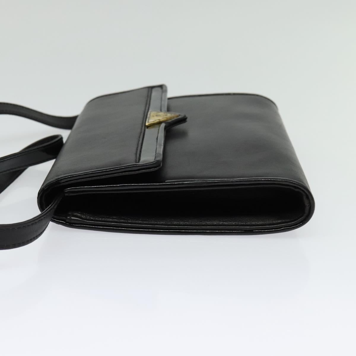 FENDI Shoulder Bag Leather Black Gold Auth BA4874