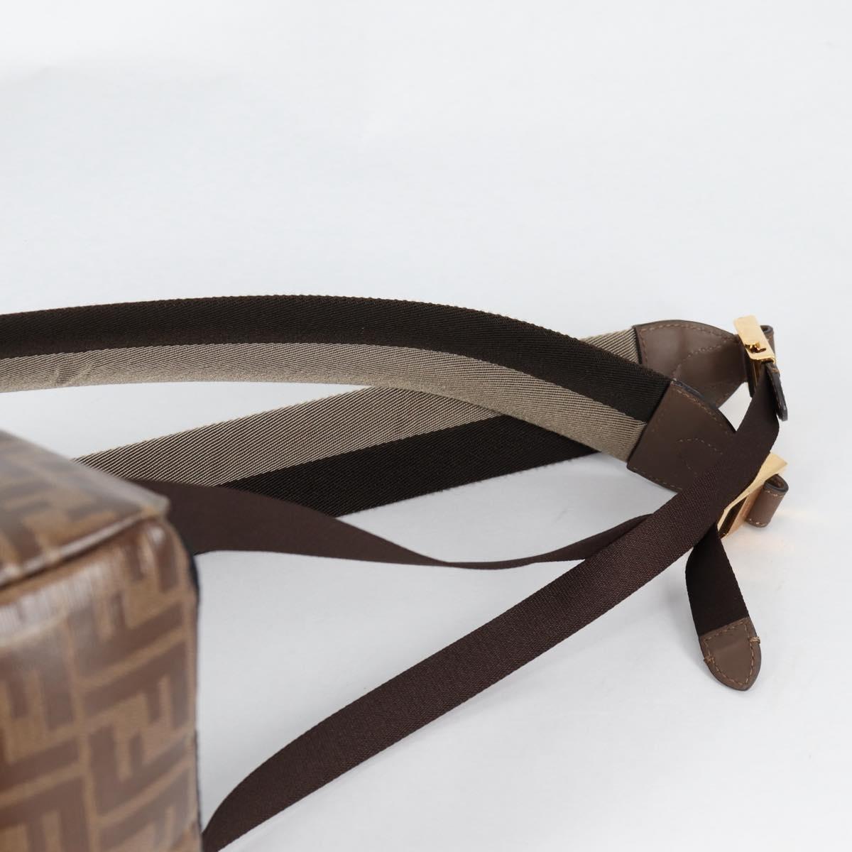 FENDI Zucca Canvas Backpack PVC FILA Collaboration Brown Gold Auth BA4876