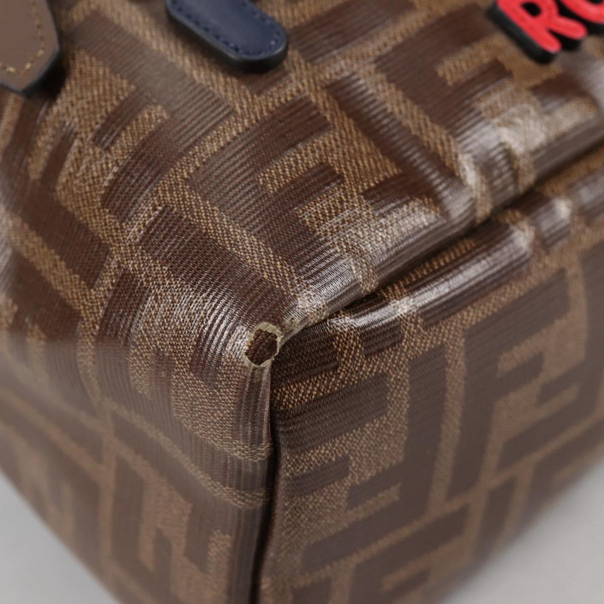 FENDI Zucca Canvas Backpack PVC FILA Collaboration Brown Gold Auth BA4876