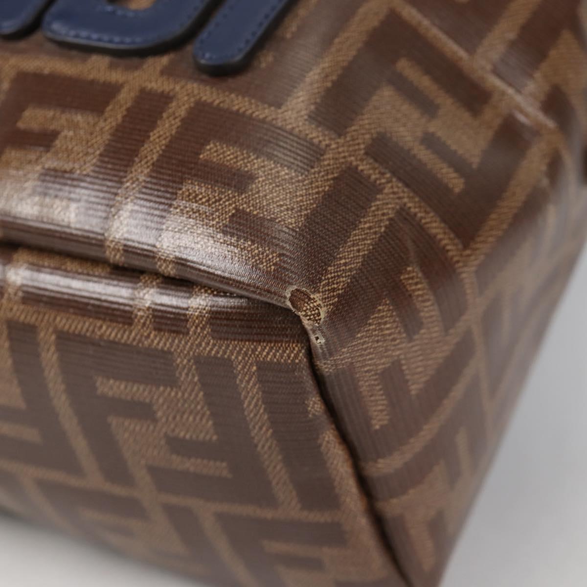 FENDI Zucca Canvas Backpack PVC FILA Collaboration Brown Gold Auth BA4876