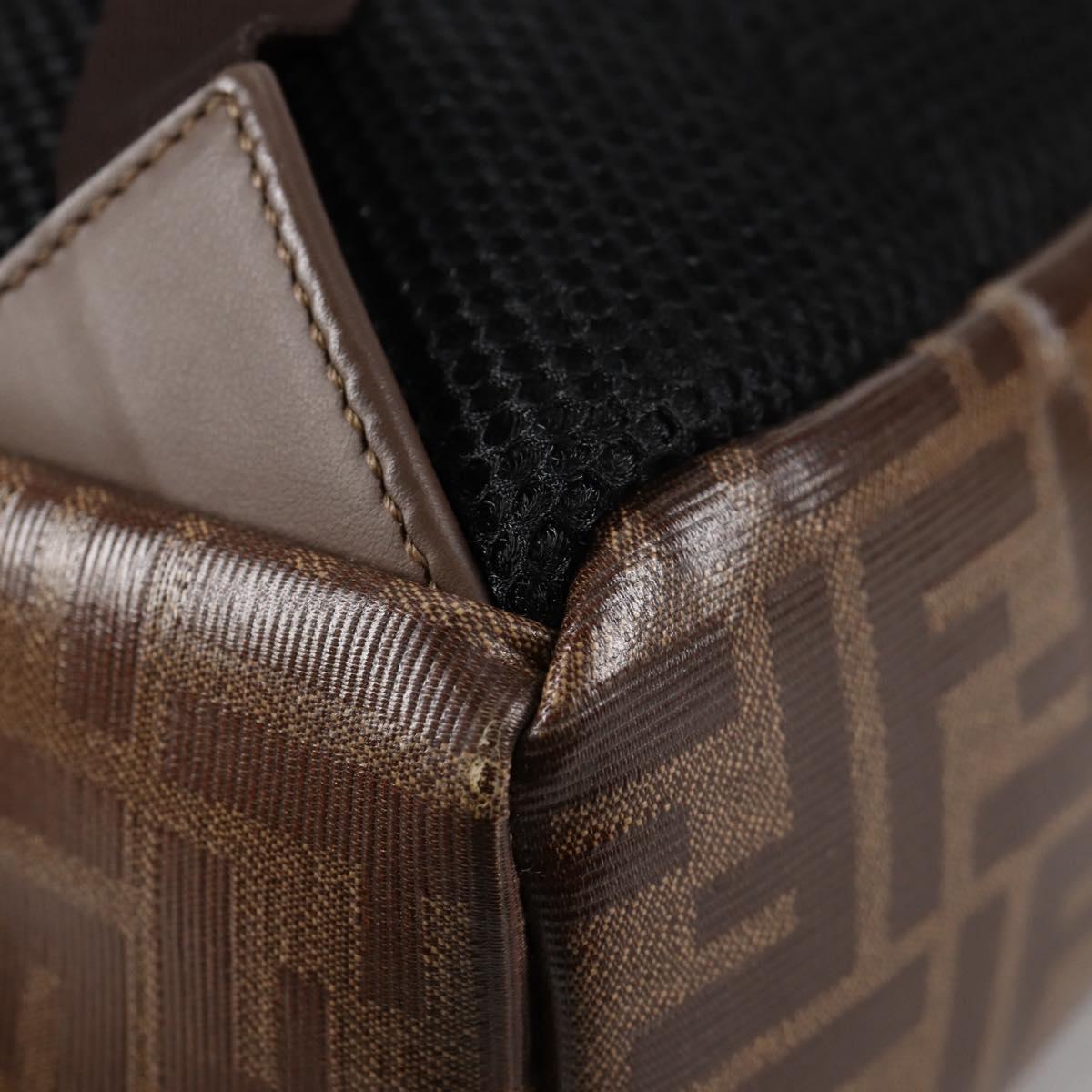 FENDI Zucca Canvas Backpack PVC FILA Collaboration Brown Gold Auth BA4876