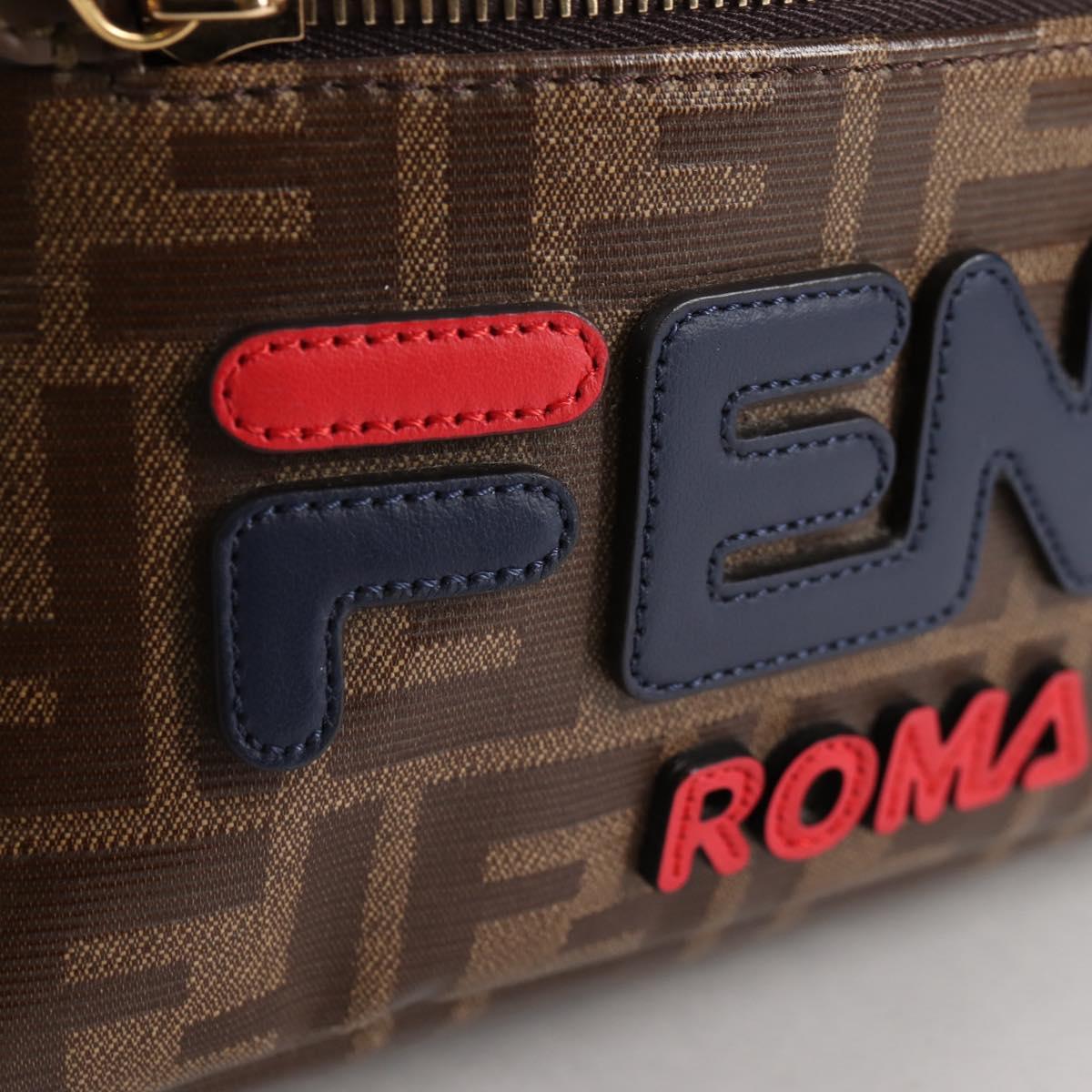 FENDI Zucca Canvas Backpack PVC FILA Collaboration Brown Gold Auth BA4876