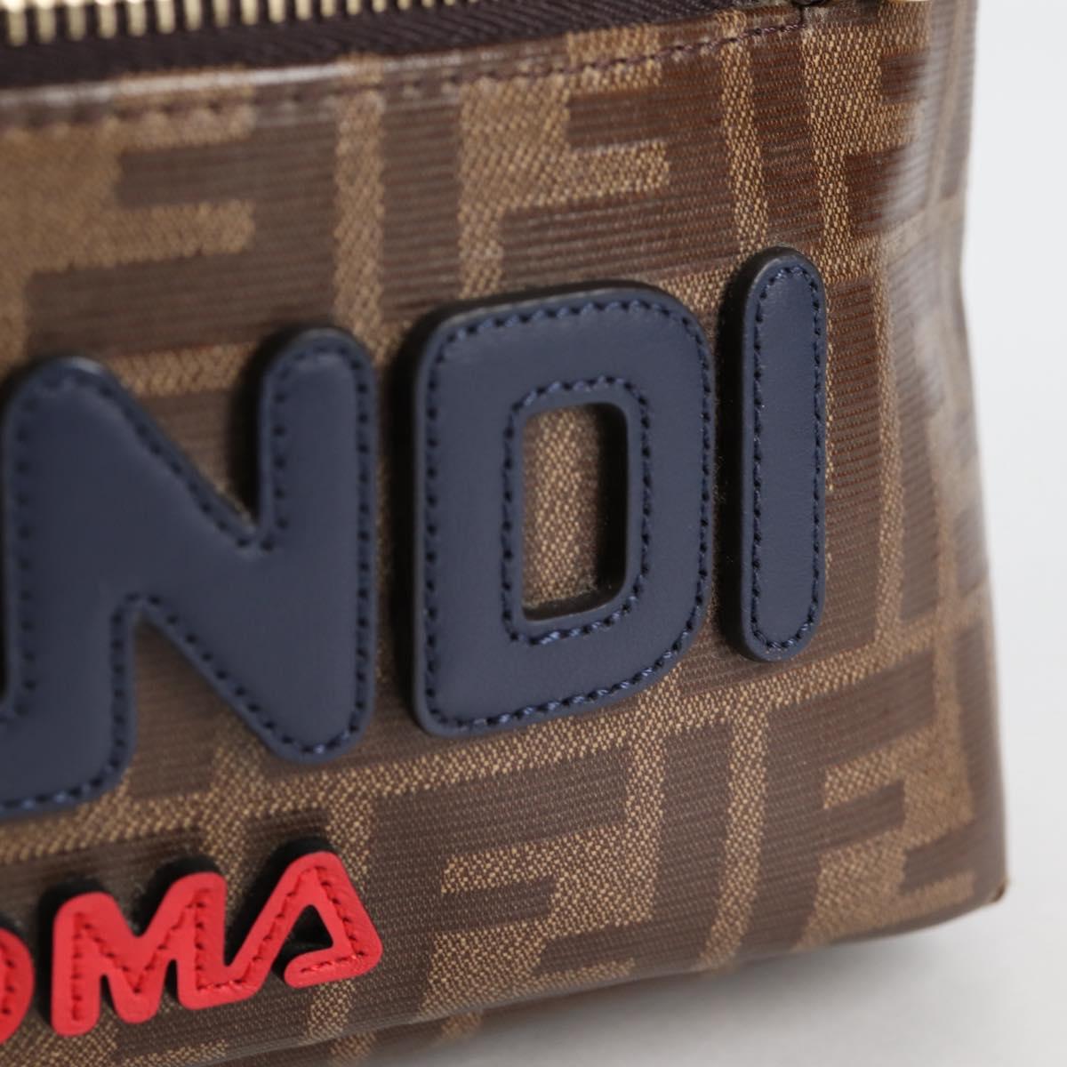FENDI Zucca Canvas Backpack PVC FILA Collaboration Brown Gold Auth BA4876