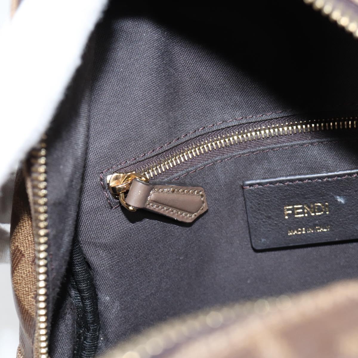 FENDI Zucca Canvas Backpack PVC FILA Collaboration Brown Gold Auth BA4876