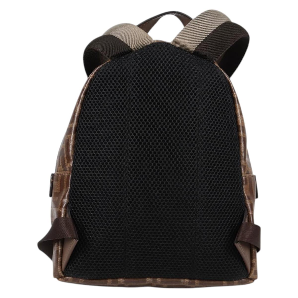 FENDI Zucca Canvas Backpack PVC FILA Collaboration Brown Gold Auth BA4876