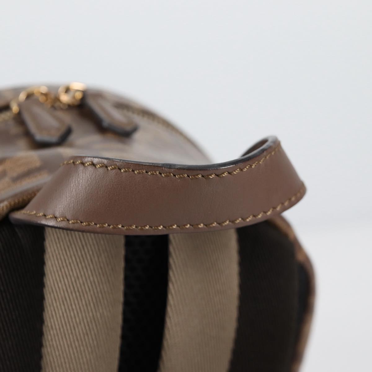 FENDI Zucca Canvas Backpack PVC FILA Collaboration Brown Gold Auth BA4876
