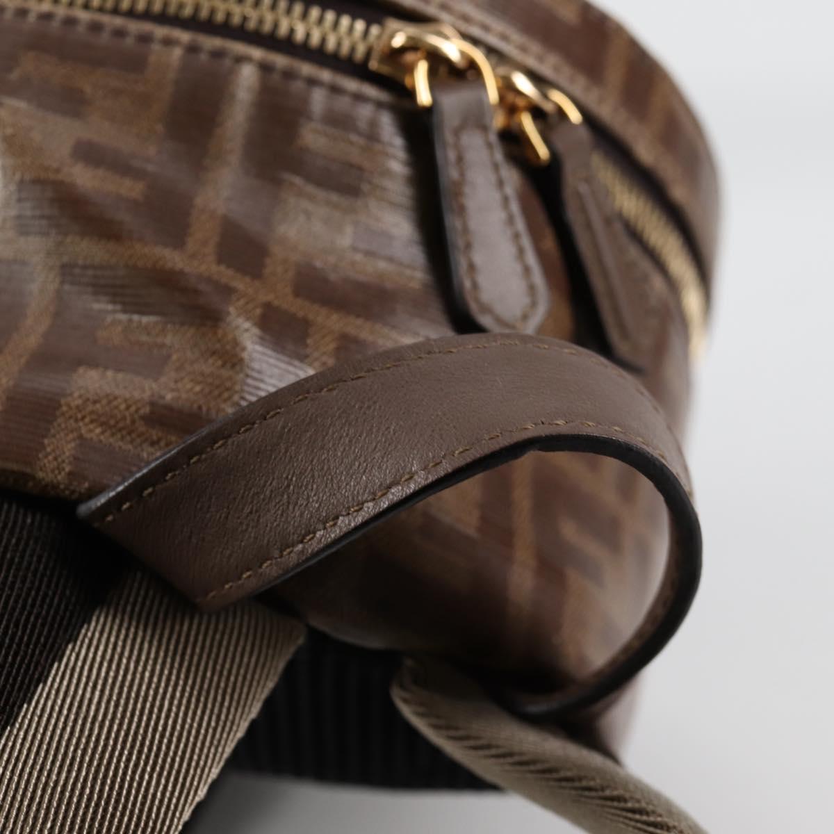 FENDI Zucca Canvas Backpack PVC FILA Collaboration Brown Gold Auth BA4876