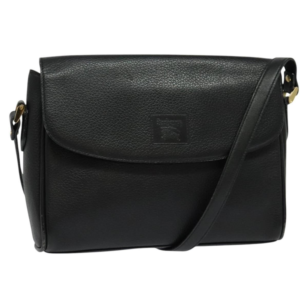 Burberrys Shoulder Bag Leather Black Auth BA489