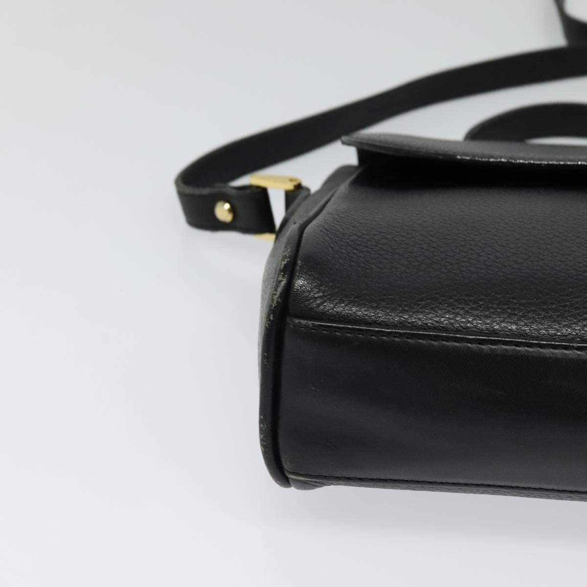 Burberrys Shoulder Bag Leather Black Auth BA489