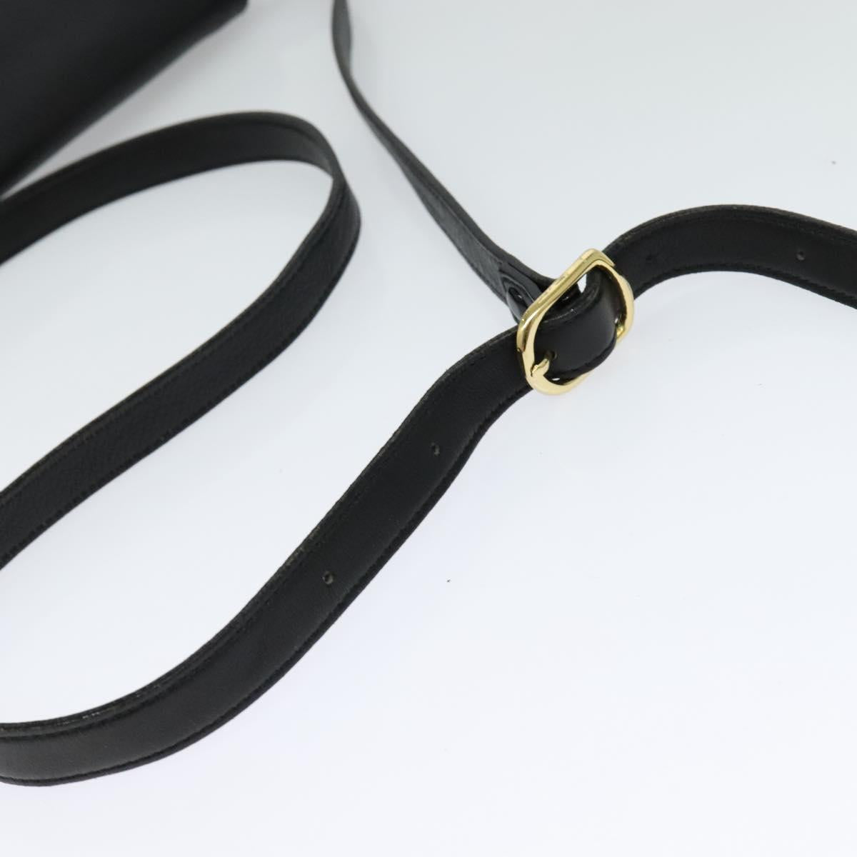 Burberrys Shoulder Bag Leather Black Auth BA489