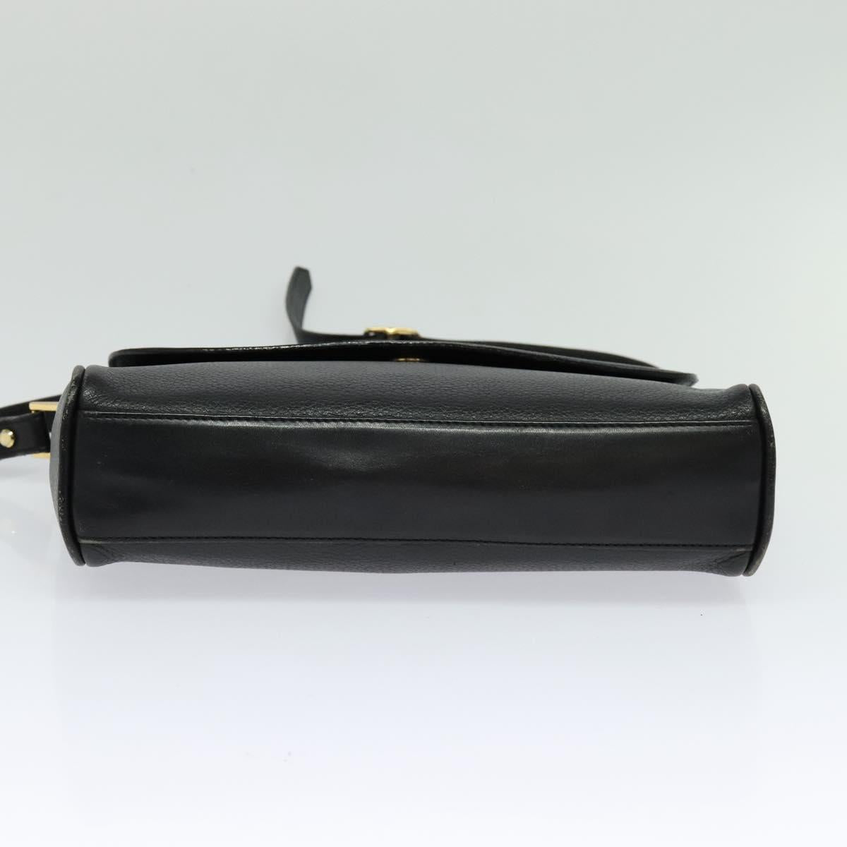 Burberrys Shoulder Bag Leather Black Auth BA489