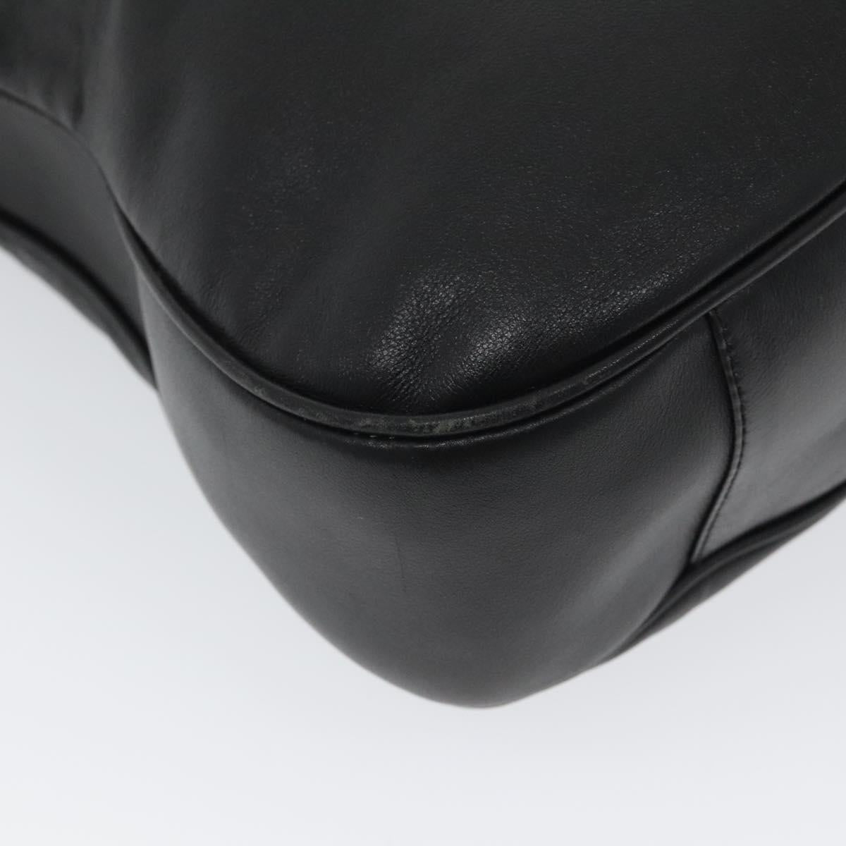 GUCCI Bamboo Hand Bag Leather 2way Black Auth BA490