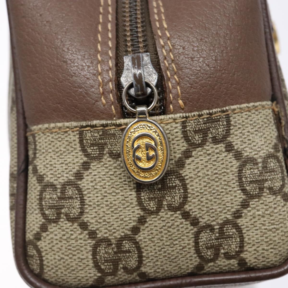 GUCCI GG Supreme Clutch Bag PVC Beige Gold 014 58 6087 Auth BA4923