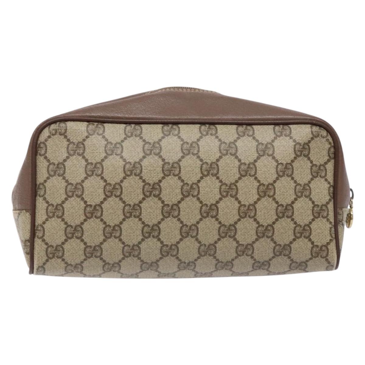 GUCCI GG Supreme Clutch Bag PVC Beige Gold 014 58 6087 Auth BA4923
