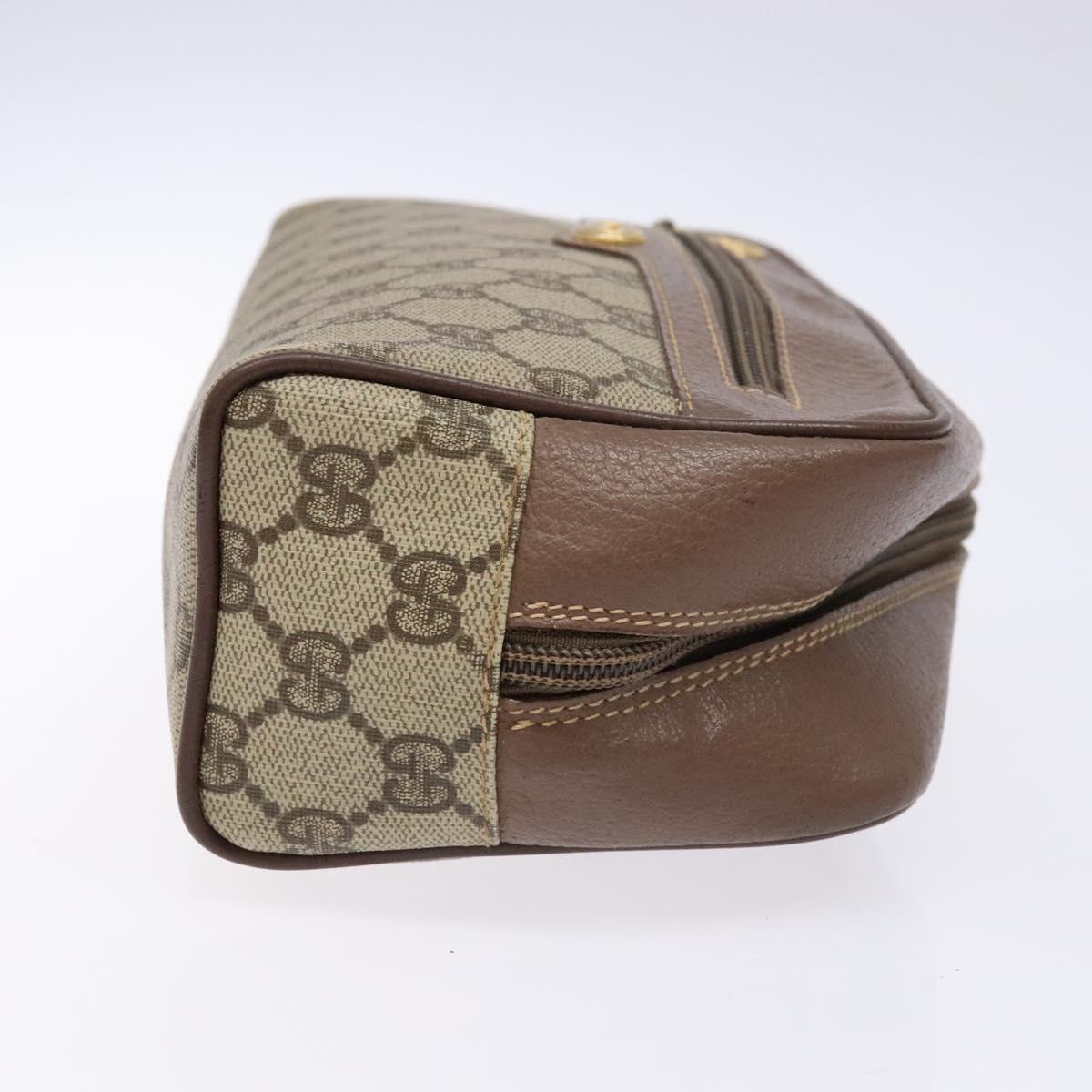 GUCCI GG Supreme Clutch Bag PVC Beige Gold 014 58 6087 Auth BA4923