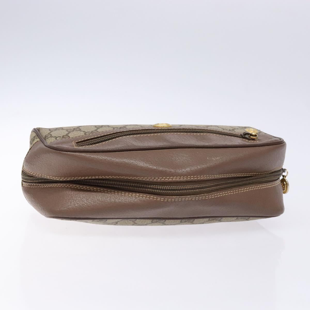 GUCCI GG Supreme Clutch Bag PVC Beige Gold 014 58 6087 Auth BA4923