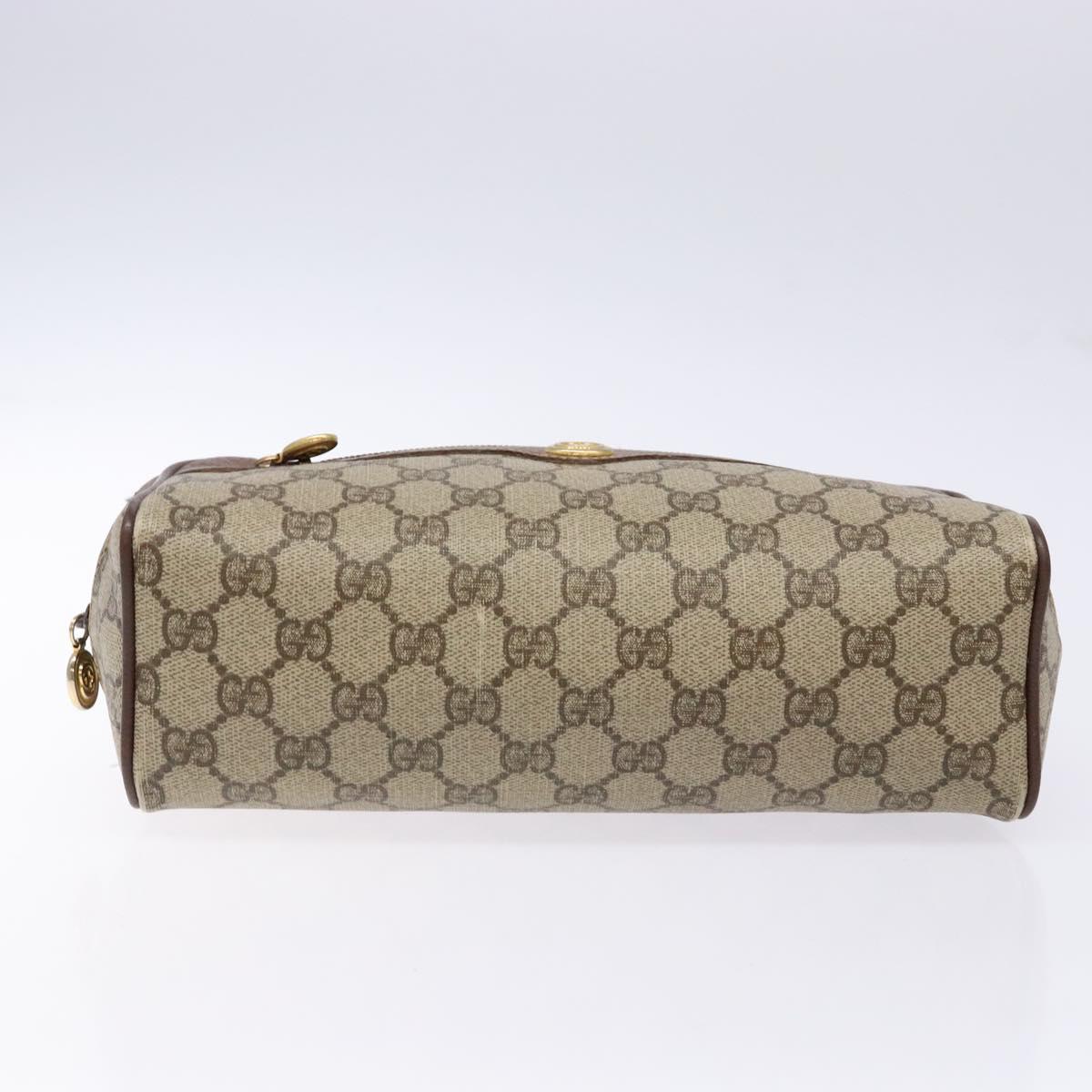 GUCCI GG Supreme Clutch Bag PVC Beige Gold 014 58 6087 Auth BA4923