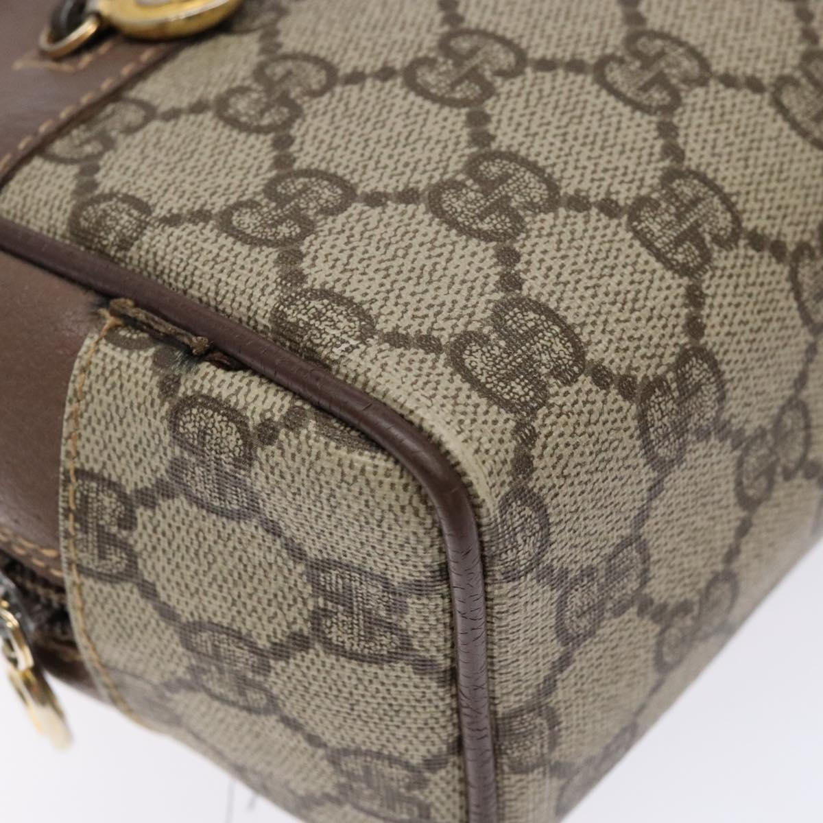 GUCCI GG Supreme Clutch Bag PVC Beige Gold 014 58 6087 Auth BA4923