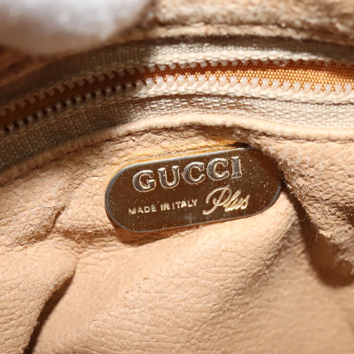 GUCCI GG Plus Supreme Shoulder Bag PVC Beige Gold Auth BA4924