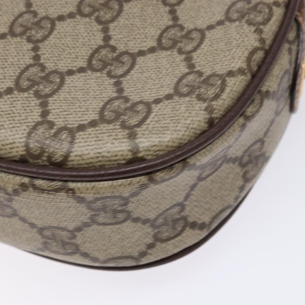 GUCCI GG Supreme Web Sherry Line Shoulder Bag PVC Beige Gold Auth BA4929