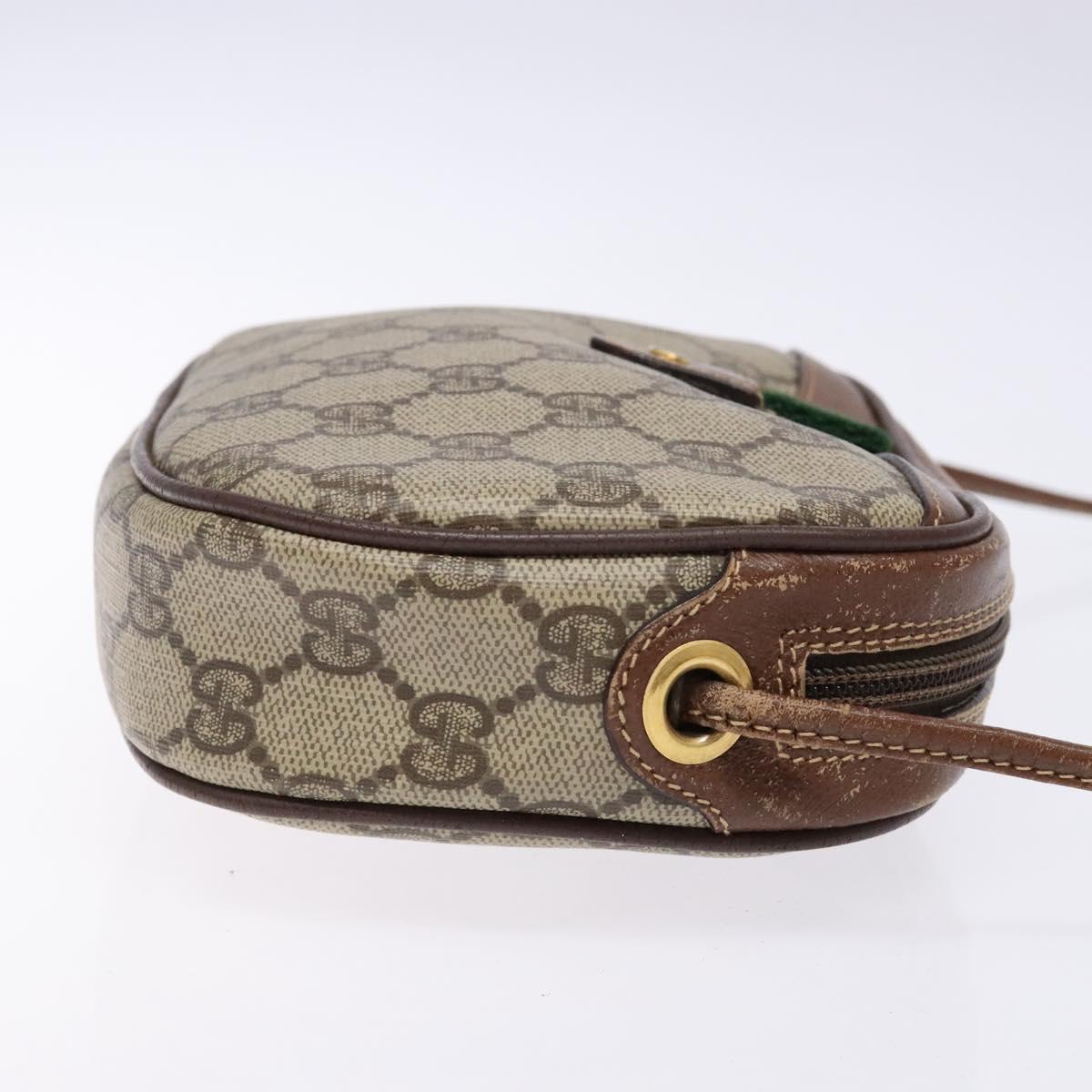 GUCCI GG Supreme Web Sherry Line Shoulder Bag PVC Beige Gold Auth BA4929