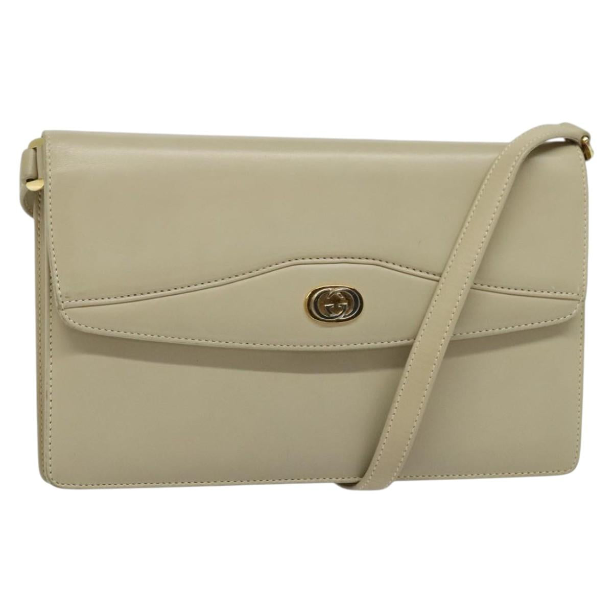 GUCCI Shoulder Bag Leather Beige Gold 004 406 0105 Auth BA4936