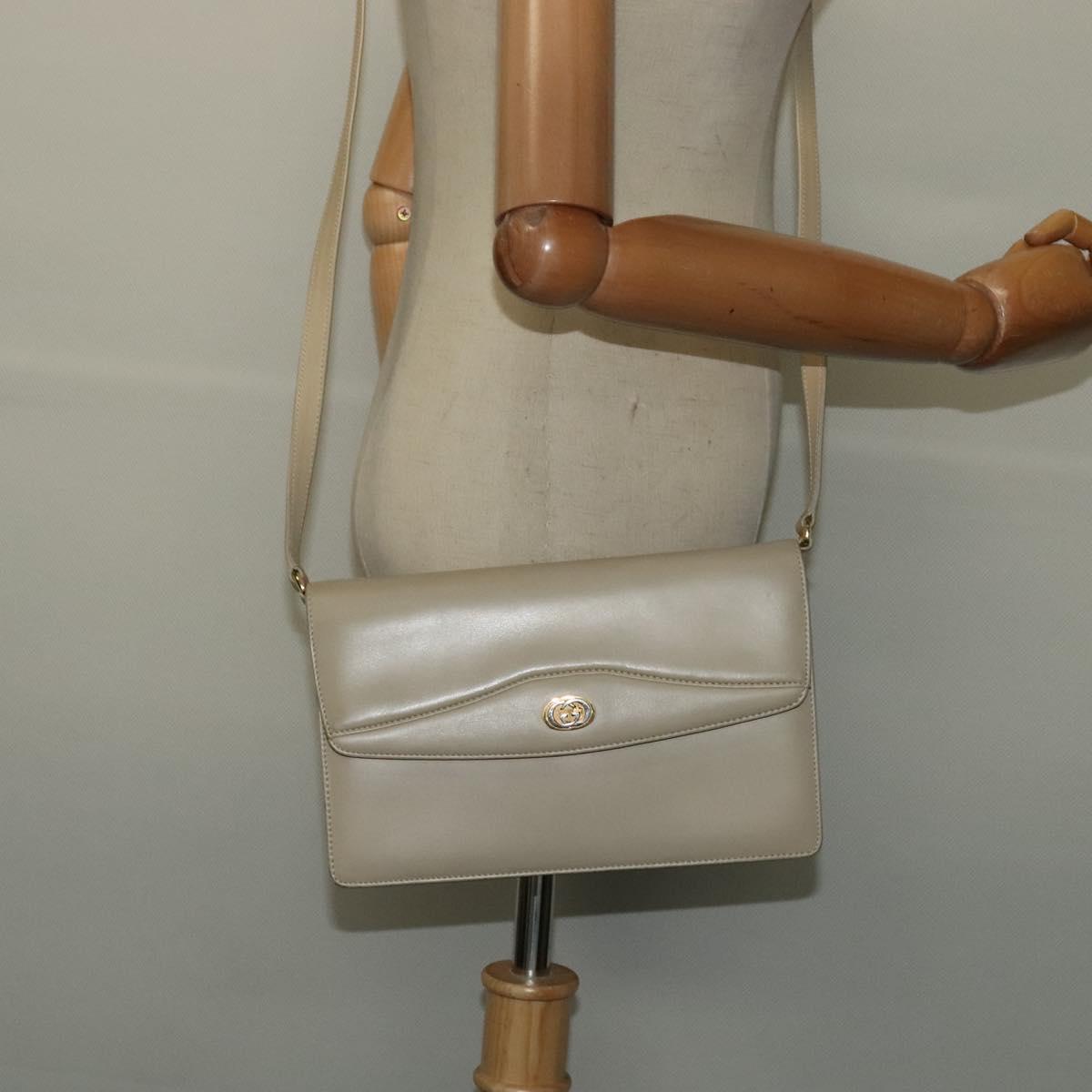 GUCCI Shoulder Bag Leather Beige Gold 004 406 0105 Auth BA4936