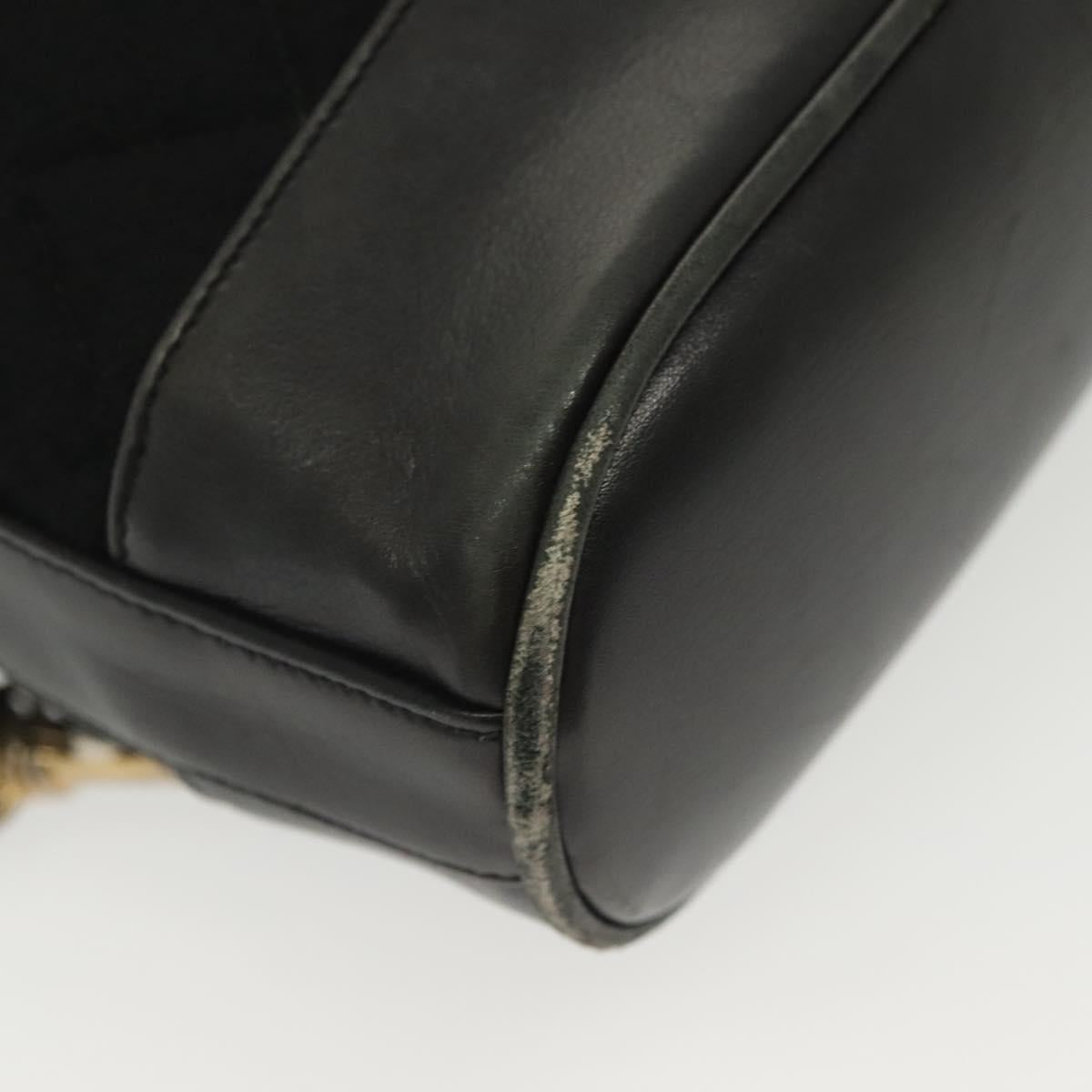 CHANEL Matelasse Shoulder Bag Lamb Skin Wool Black Gold CC Auth BA4941