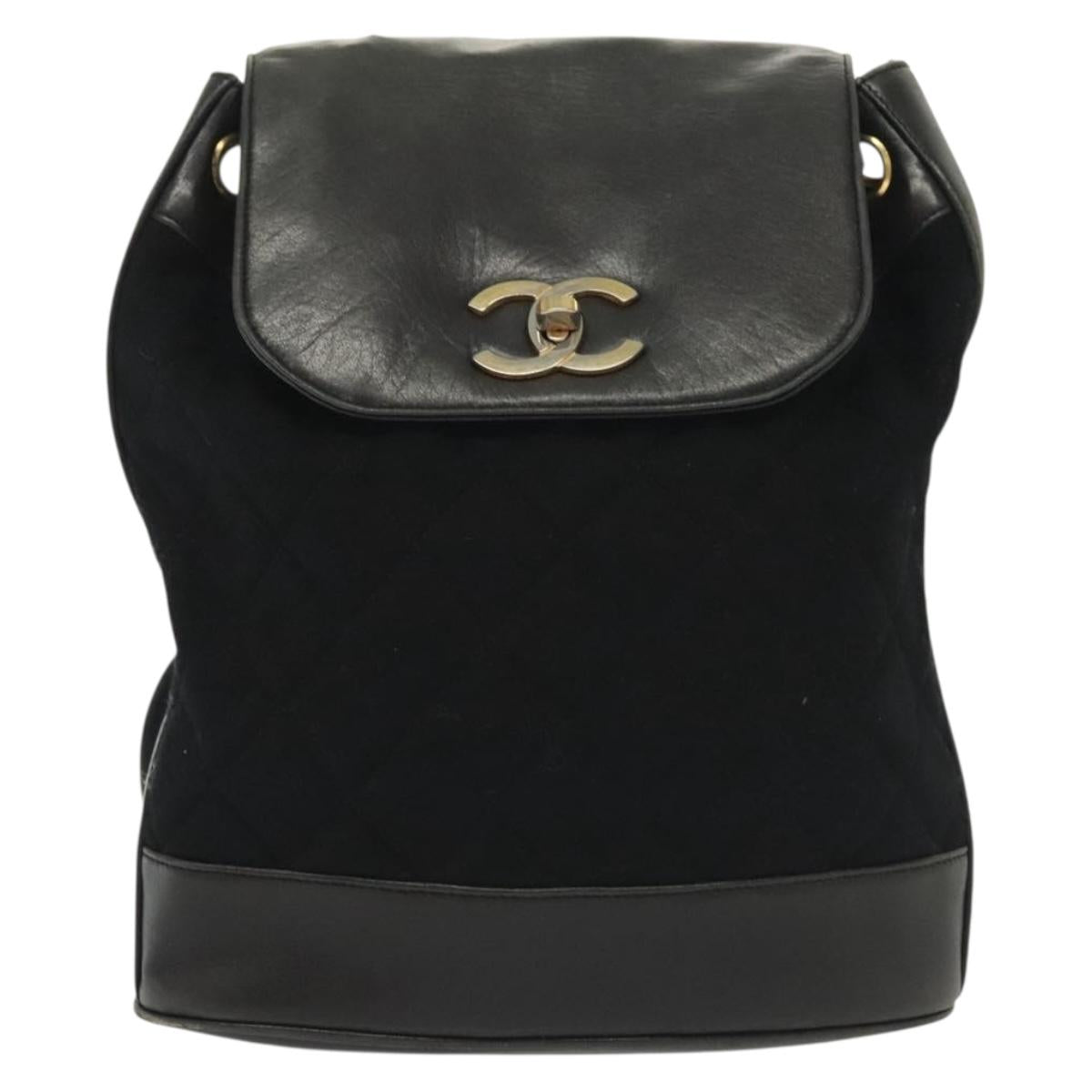 CHANEL Matelasse Shoulder Bag Lamb Skin Wool Black Gold CC Auth BA4941