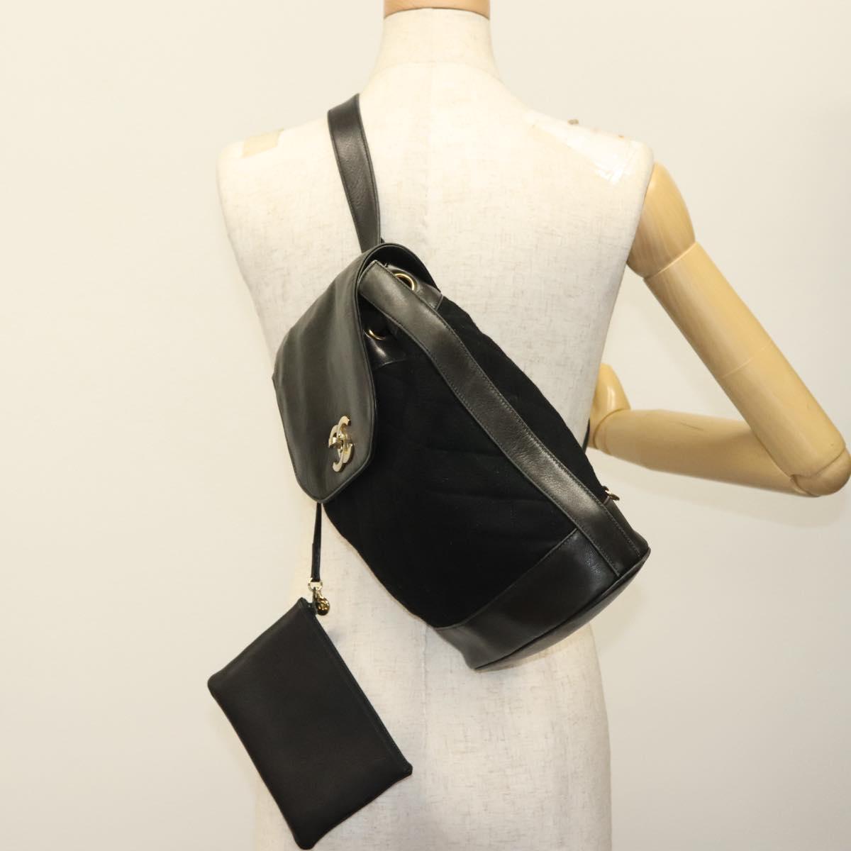 CHANEL Matelasse Shoulder Bag Lamb Skin Wool Black Gold CC Auth BA4941