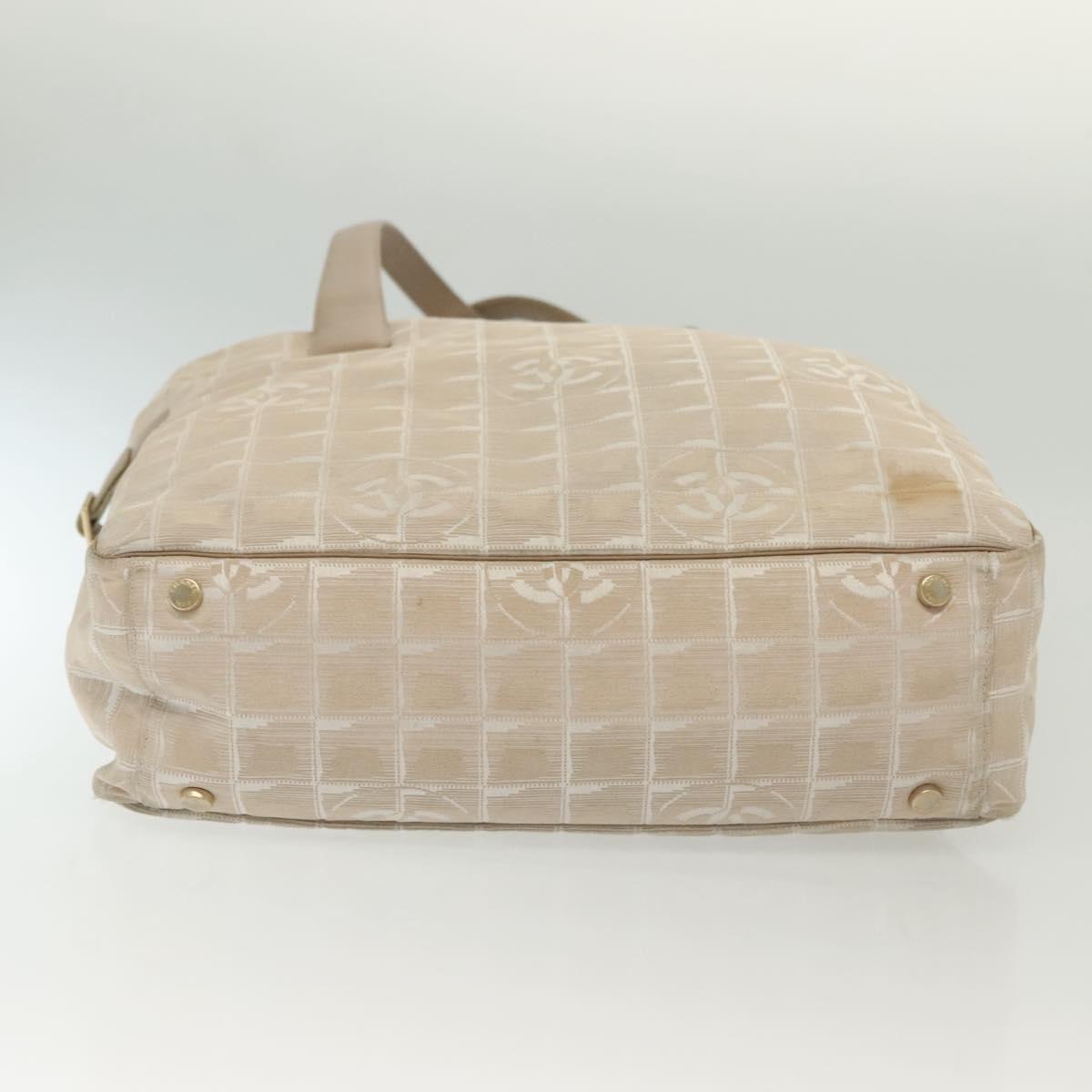 CHANEL New Travel Line Tote Bag Nylon Pink Gold CC Auth BA4944