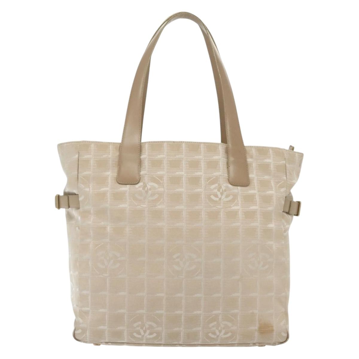 CHANEL New Travel Line Tote Bag Nylon Pink Gold CC Auth BA4944