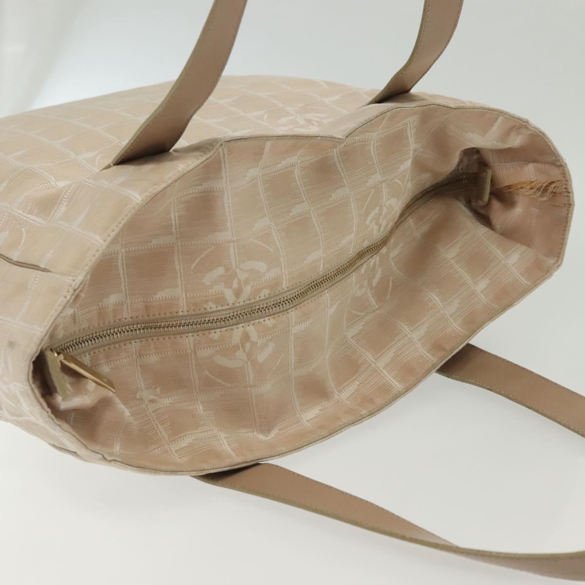 CHANEL New Travel Line Tote Bag Nylon Pink Gold CC Auth BA4944