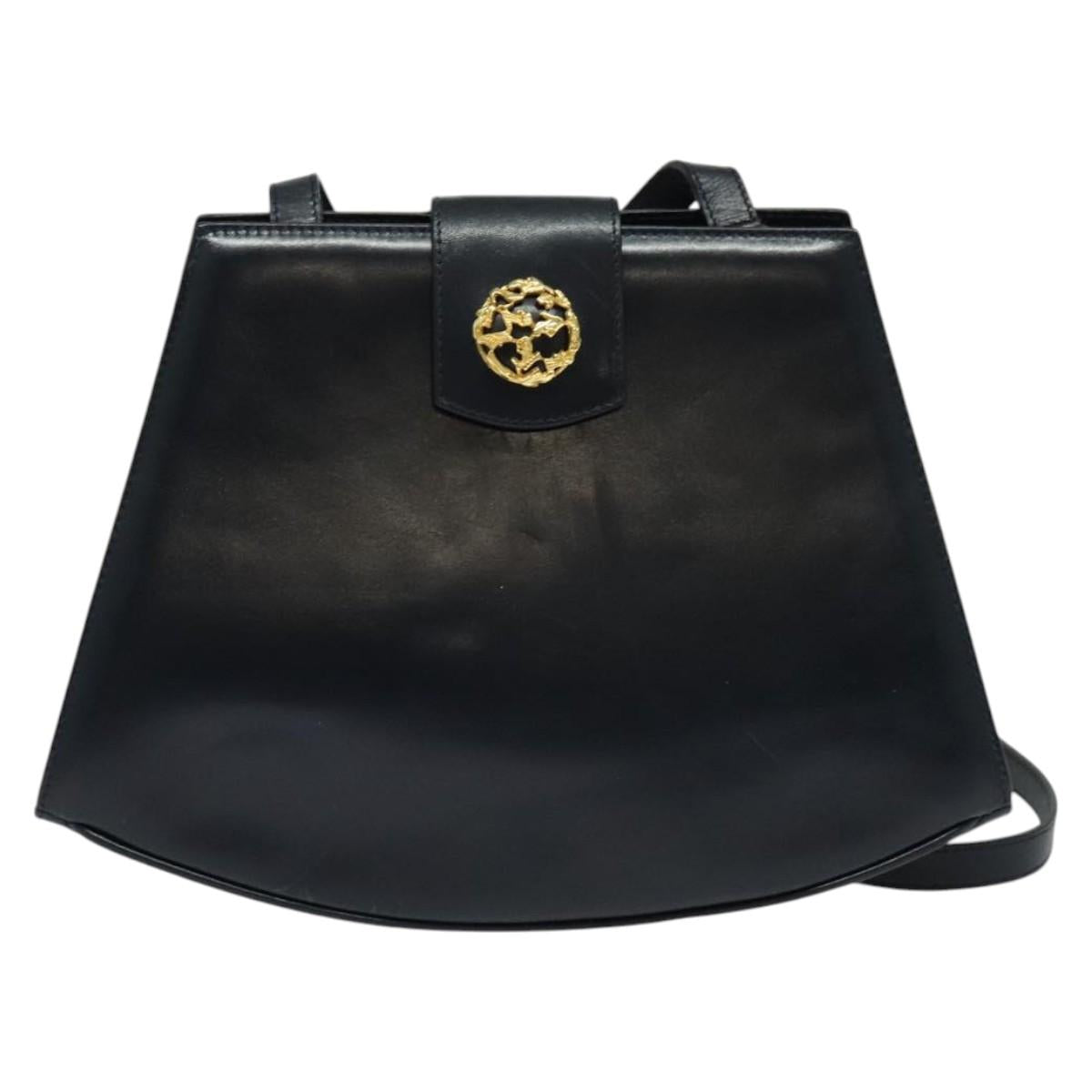 Salvatore Ferragamo Shoulder Bag Leather Navy Gold Auth BA4947