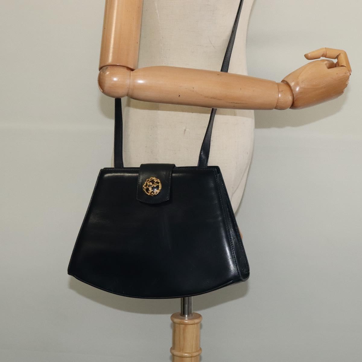 Salvatore Ferragamo Shoulder Bag Leather Navy Gold Auth BA4947