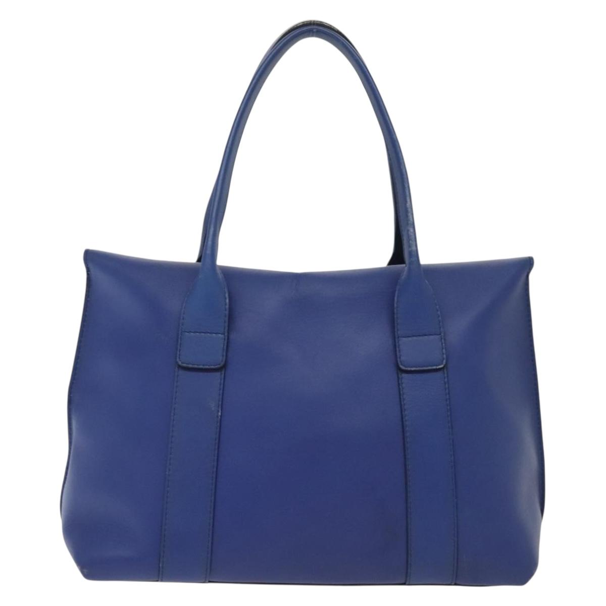 Salvatore Ferragamo Gancini Shoulder Bag Leather Blue Gold Auth BA4955
