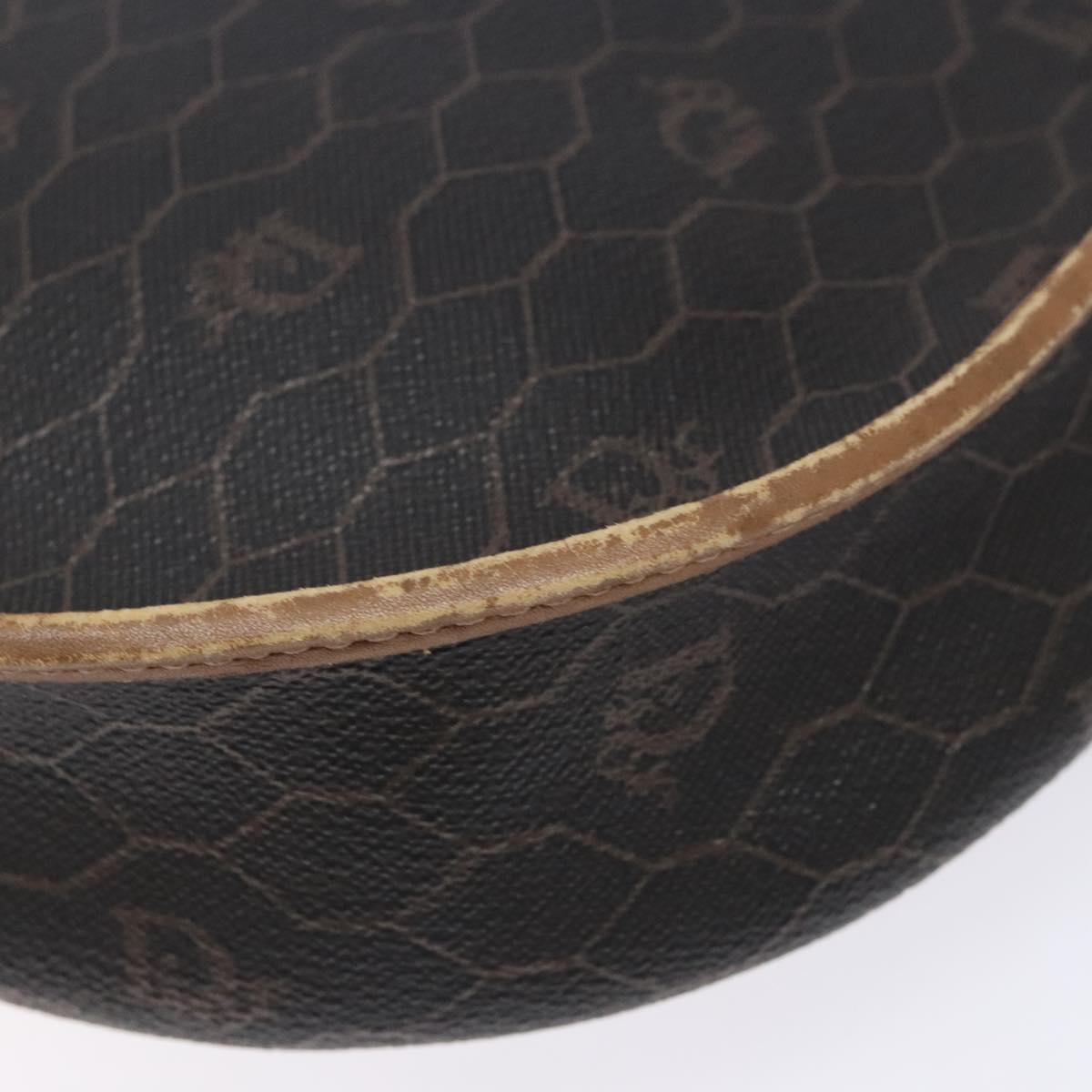 Christian Dior Honeycomb Canvas Shoulder Bag PVC Black Gold Auth BA4962