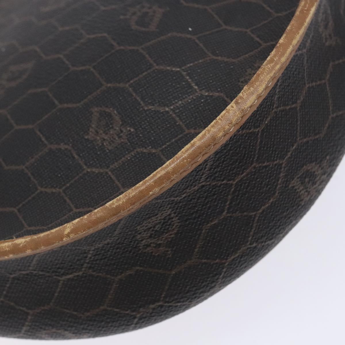 Christian Dior Honeycomb Canvas Shoulder Bag PVC Black Gold Auth BA4962