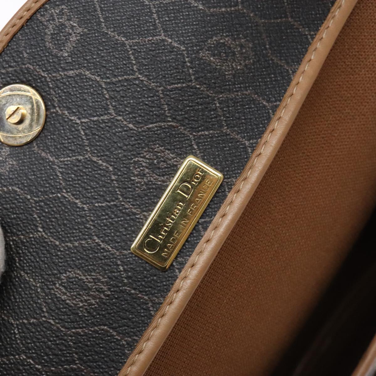 Christian Dior Honeycomb Canvas Shoulder Bag PVC Black Gold Auth BA4962