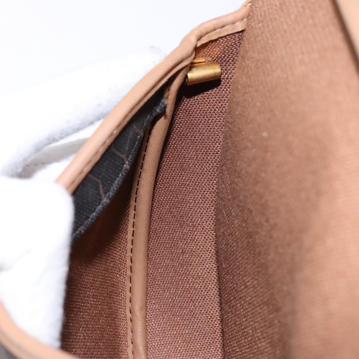 Christian Dior Honeycomb Canvas Shoulder Bag PVC Black Gold Auth BA4962